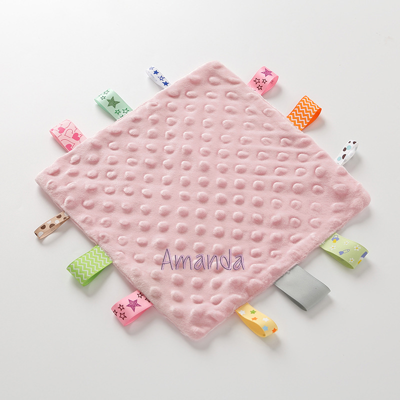 Personalized Baby Embroidery Comforter Ribbon Tag Blanket | MNBaby06