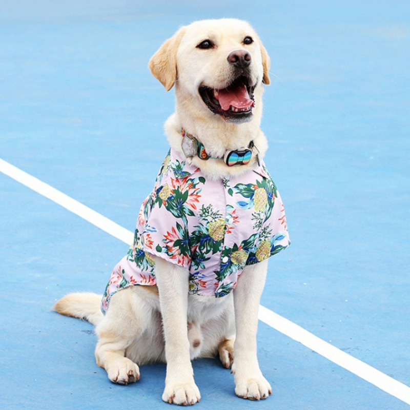Personalized Leather Patch Hawaiian Pet Shirt | BKPet51