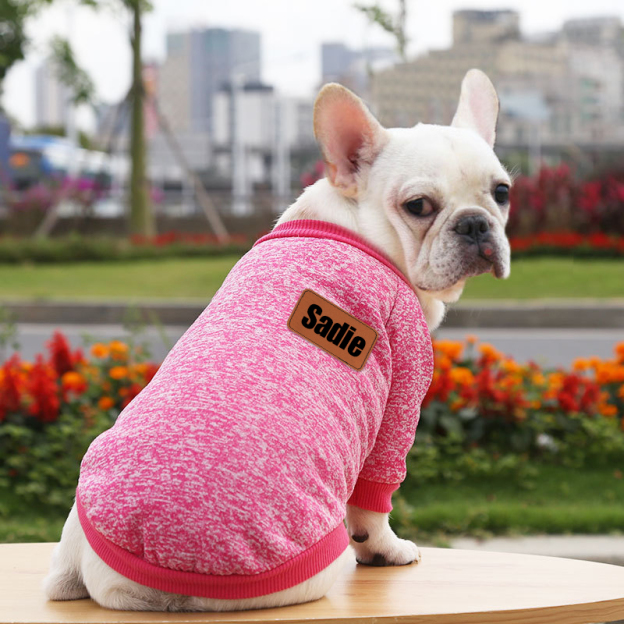 Personalized Leather Patch Pets Color Sweater | BKPet57