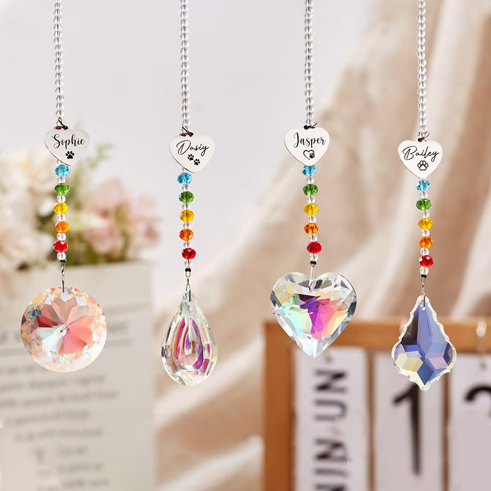 Personalized Pet Memorial Hanging Crystal Prism | BKPet86