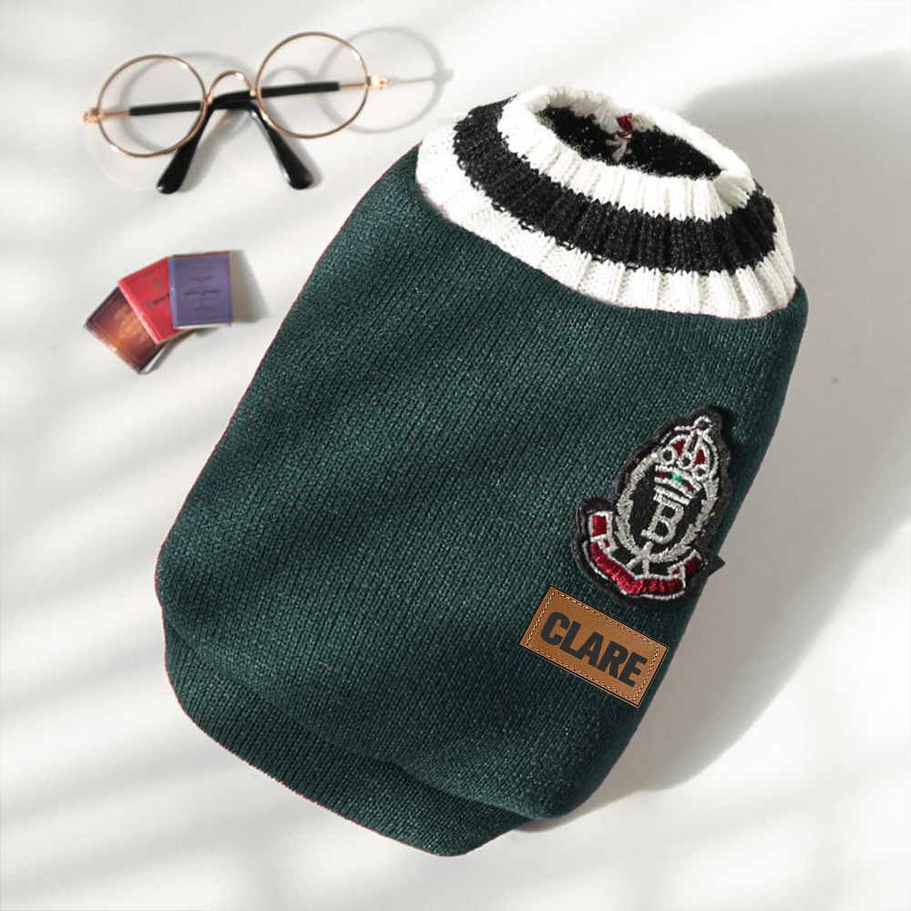 Personalized Leather Patch Pets Sweater | BKPet98