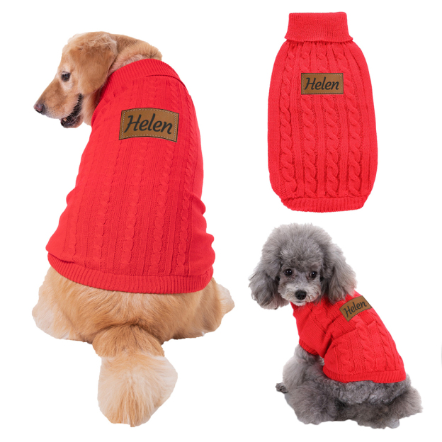 Personalized Leather Patch Pets Colourful Sweater | BKPet97