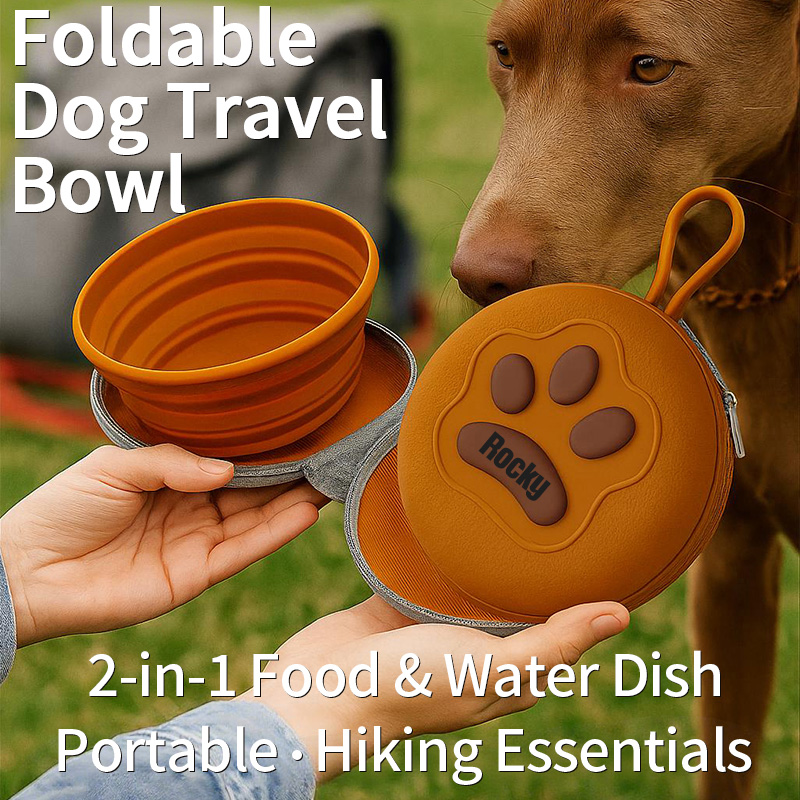 Personalized Collapsible Portable 2-in-1 Food & Water Dish Dog Bowl | BKPet214