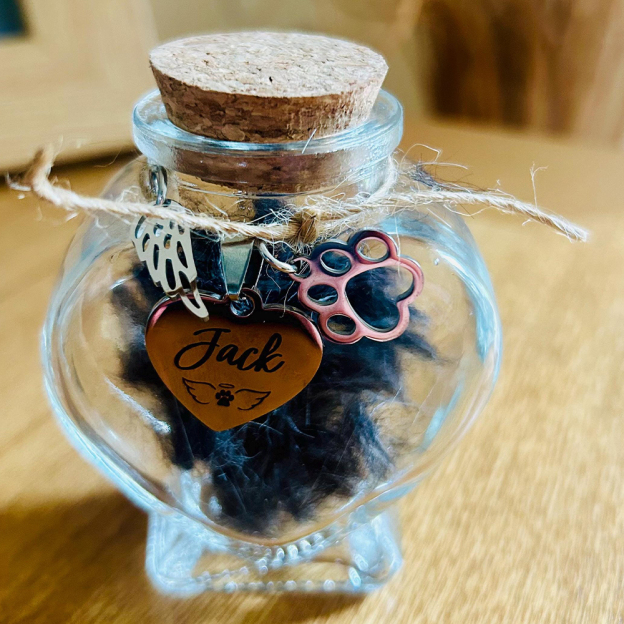 Personalized Pet Hair Heart Memorial Jar | BKPet218