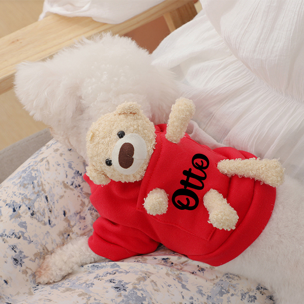Personalized Pet Lovely Plush Warm Shirt With Bear | BKPet236
