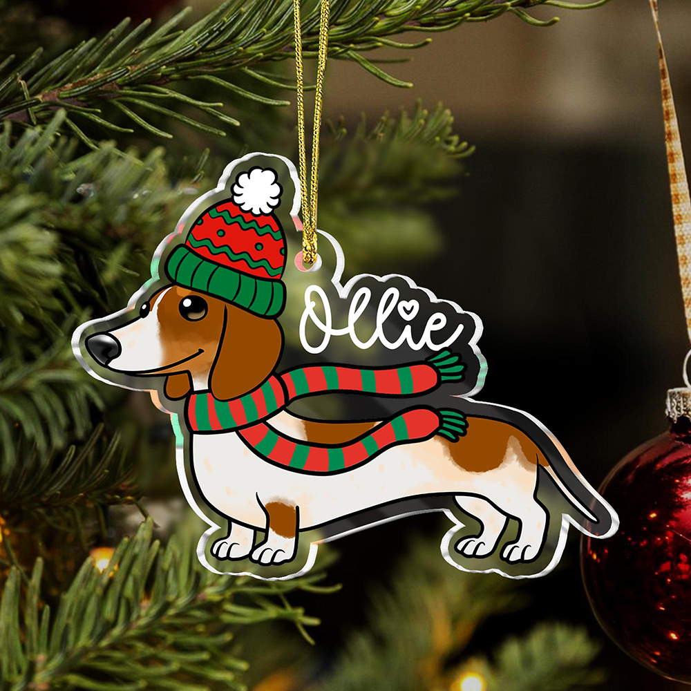 Personalised Acrylic Dachshund Christmas Ornament | MCGift213