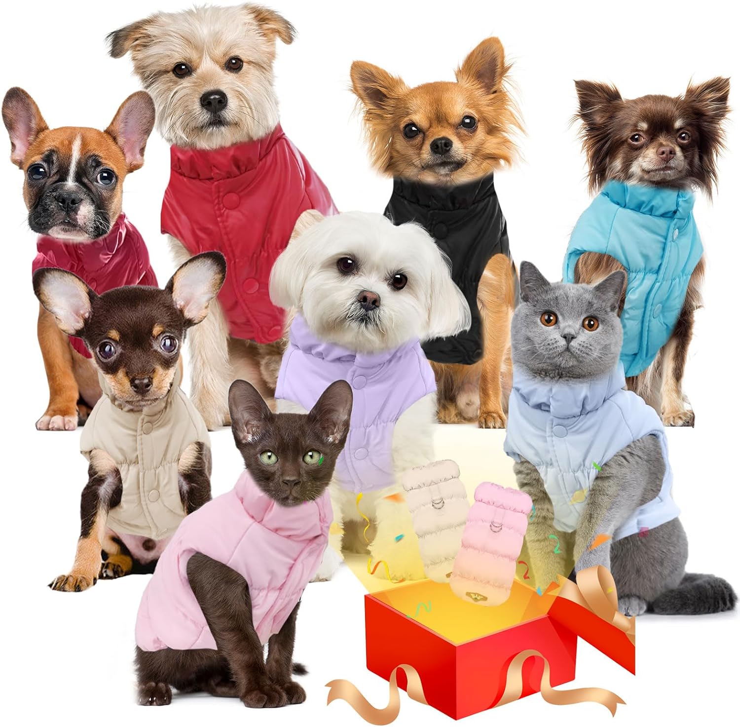 Personalized Leather Patch Pets Warm Puffer Jacket | BKPet140