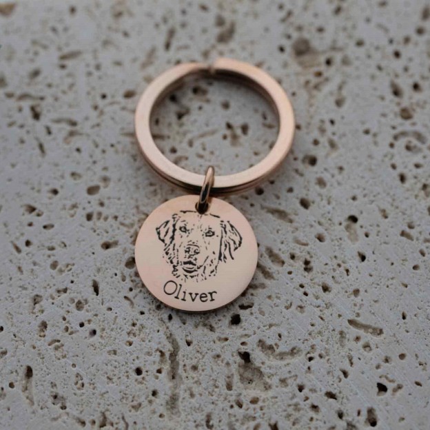 Personalized Engraved Pet Portrait Keychain | BKPet83