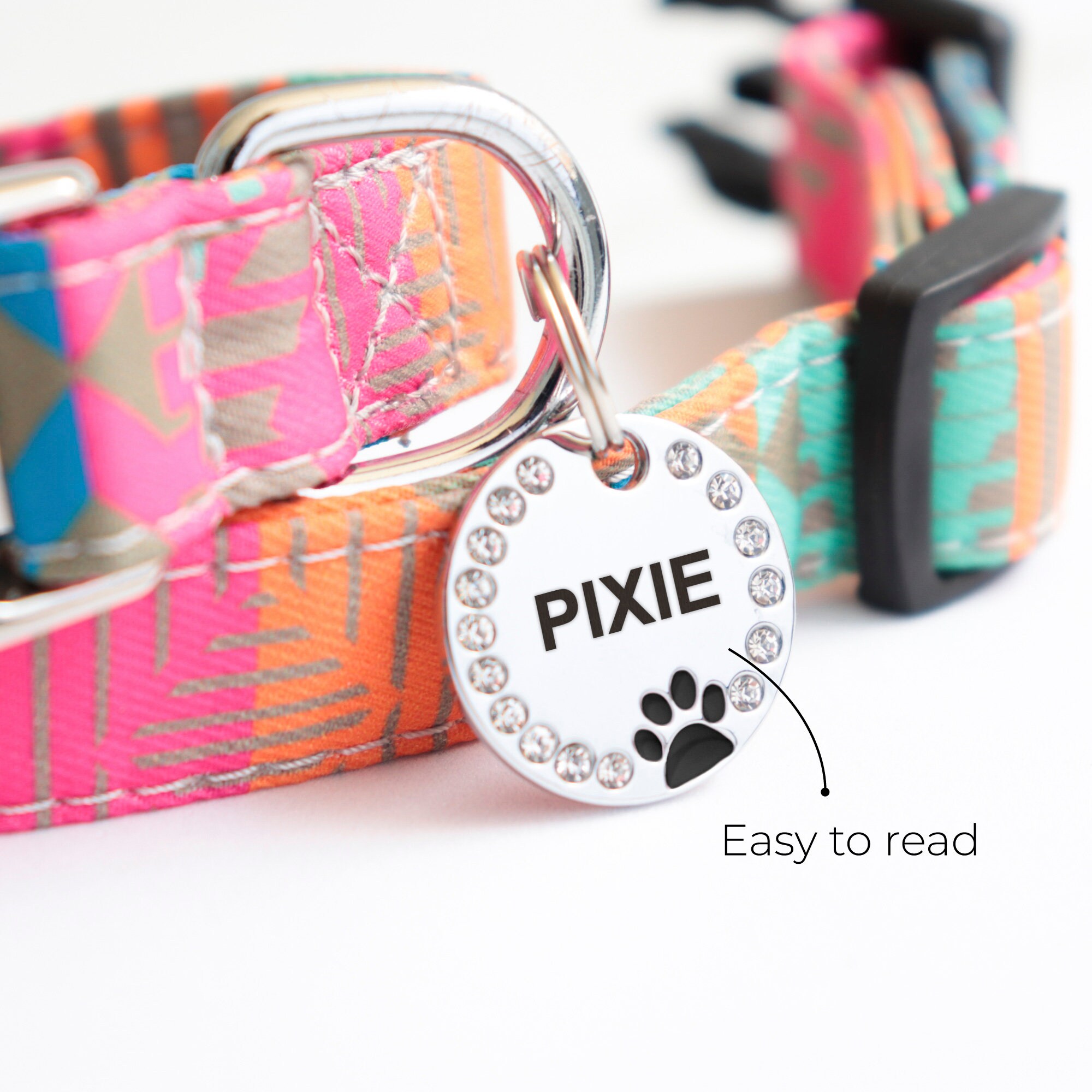 Personalized Sparkling Paw Double Sided Pet ID Tag | BKPet63