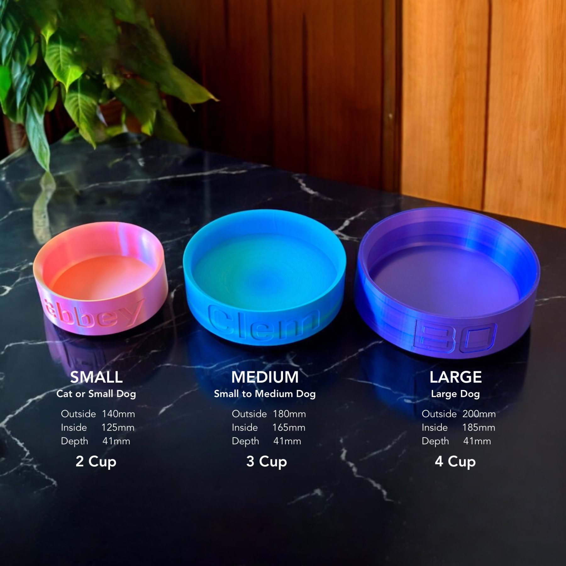 Personalized 3D Printed Name Engraved Pet Bowl | BKPet353