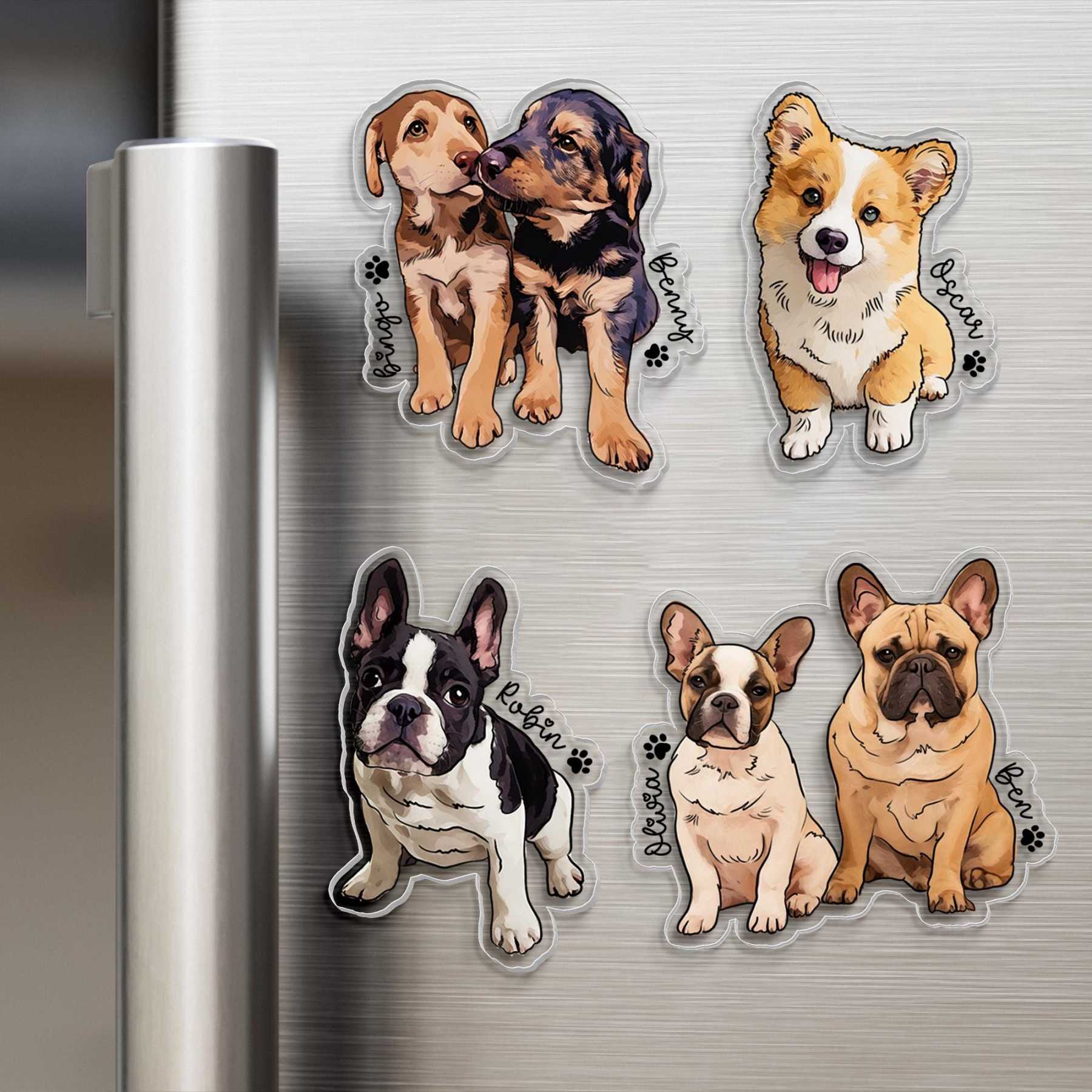 Personalized Illustrated Pet Portrait Fridge Photo Magnet | CWGift14