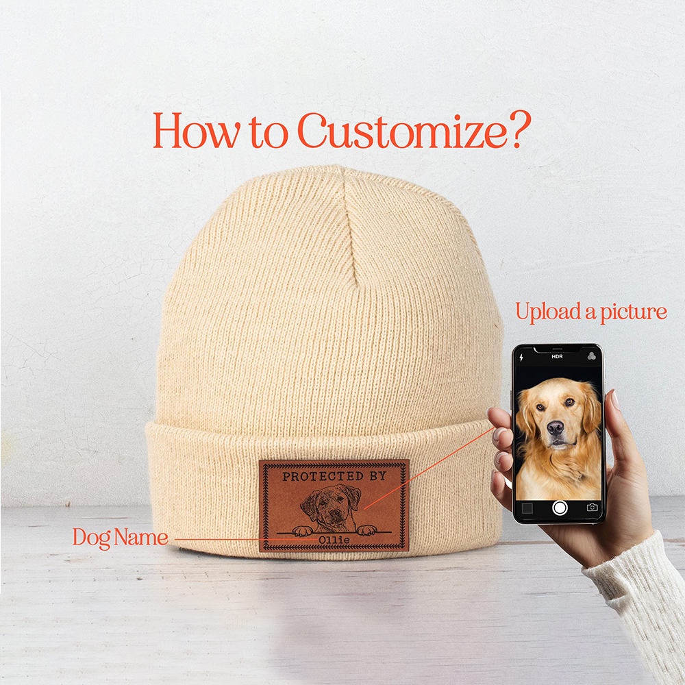 Personalized Leather Patch Protected By Dog Hat Beanies | MNBaby18