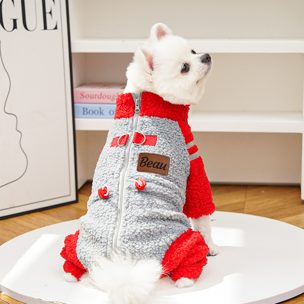 Personalized Leather Patch Pets Sherpa Warm Coat | BKPet389