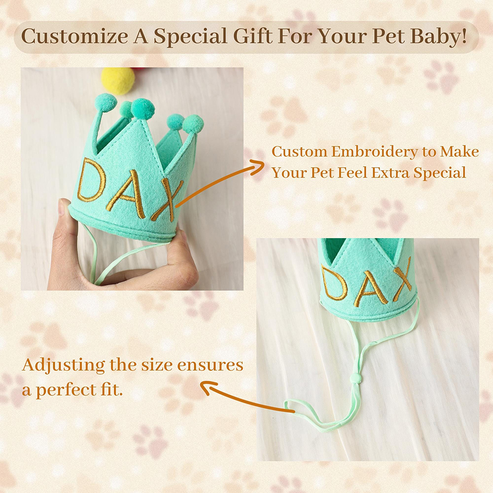 Personalized Embroidered Pet Felt Birthday Crown | BKPet443