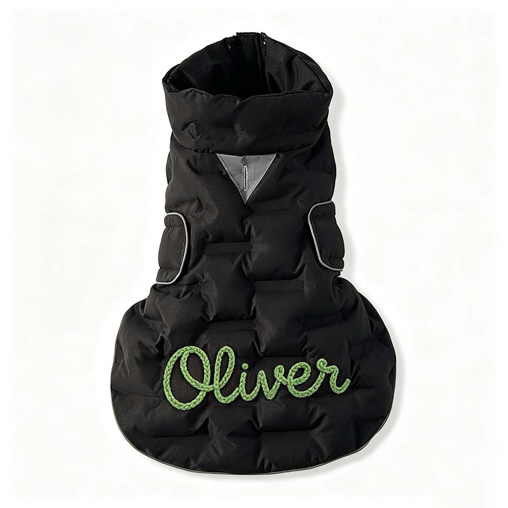Personalized Hand Embroidered Dog Winter Warm Puffer Vest | BKPet589