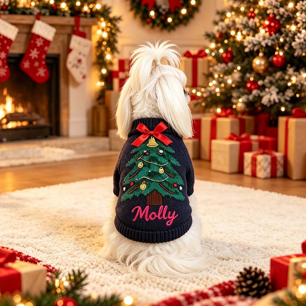 Personalized Embroidered Pets Christmas Knit Sweater | MCGift413