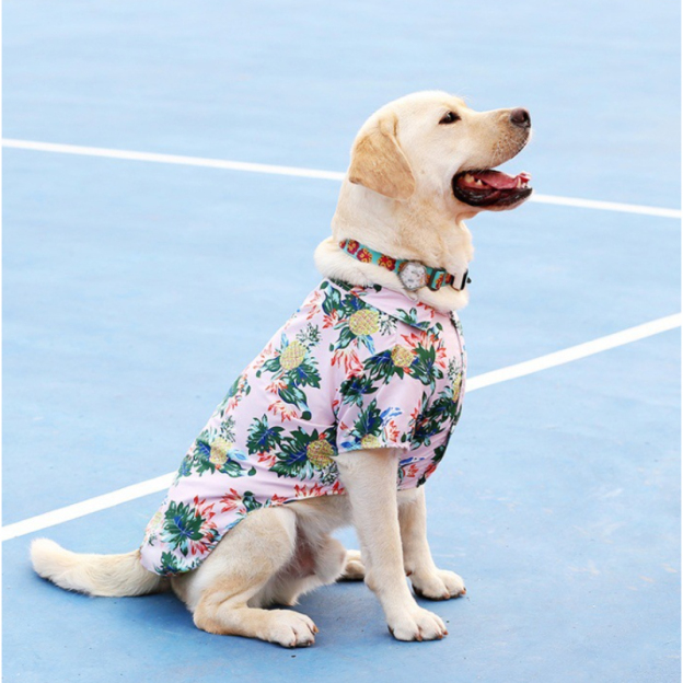 Personalized Leather Patch Hawaiian Pet Shirt | BKPet51