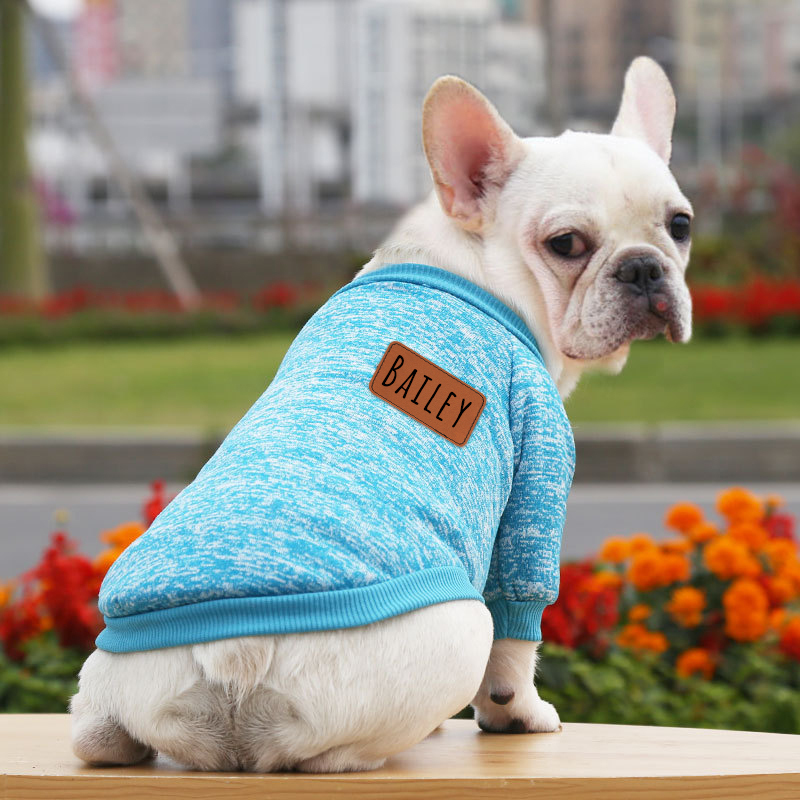 Personalized Leather Patch Pets Color Sweater | BKPet57