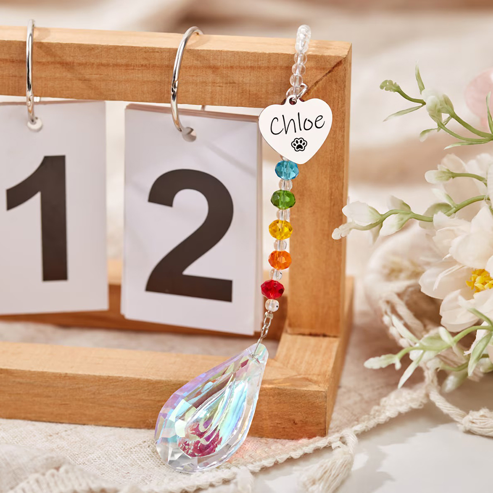 Personalized Pet Memorial Hanging Crystal Prism | BKPet86
