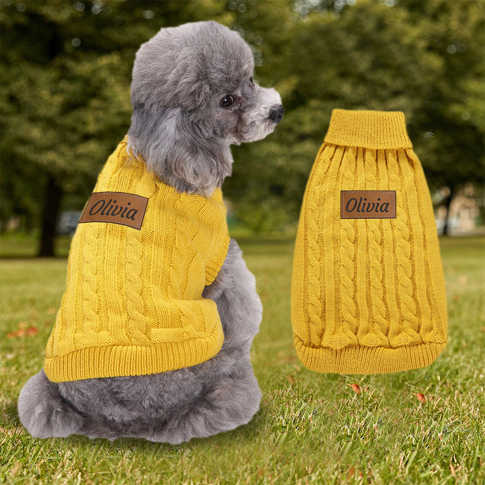 Personalized Leather Patch Pets Colourful Sweater | BKPet97