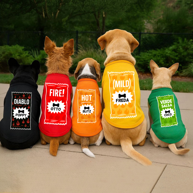 Personalized Funny Hot Sauce Packets Matching Pet Shirt | BKPet227