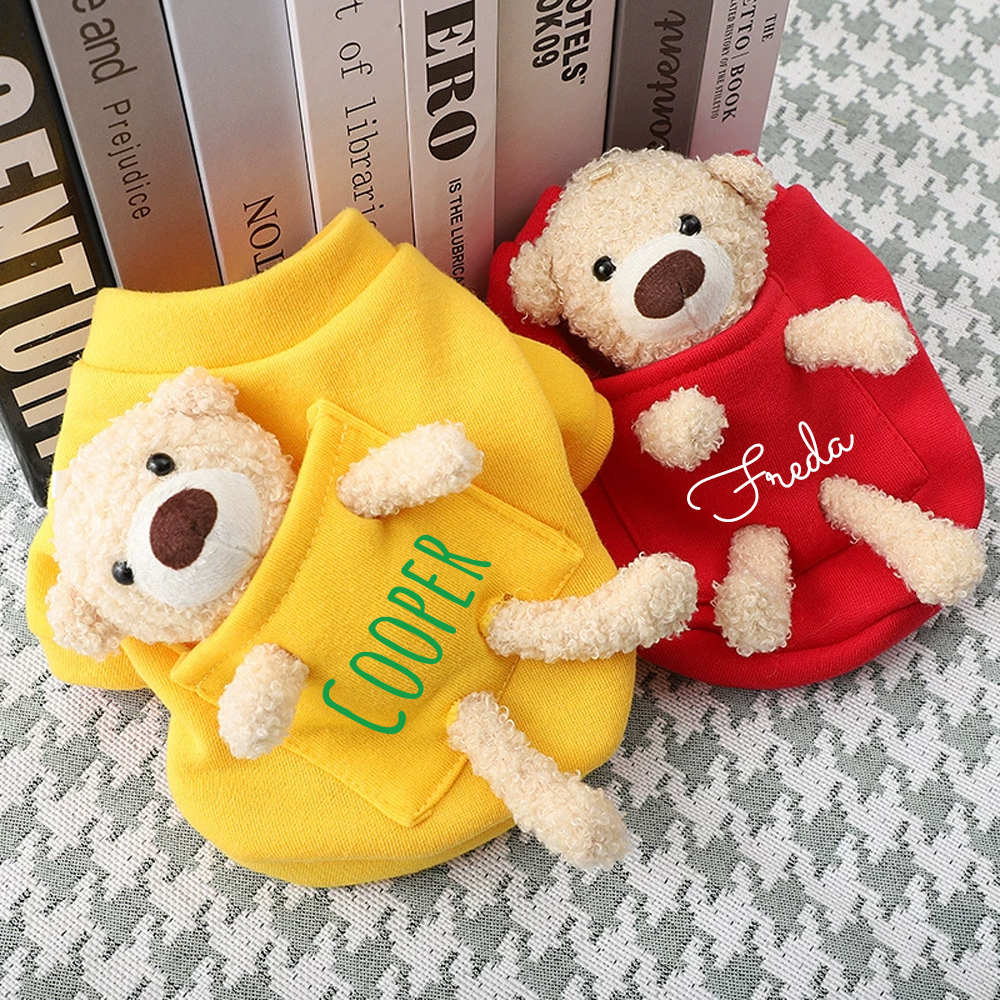 Personalized Pet Lovely Plush Warm Shirt With Bear | BKPet236