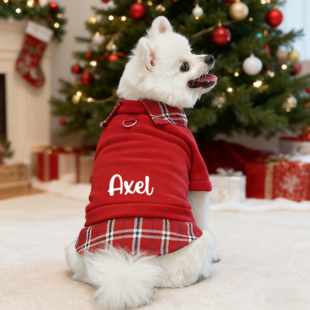Personalized Pet Grid Collar Fleece Sweatshirt | BKPet244