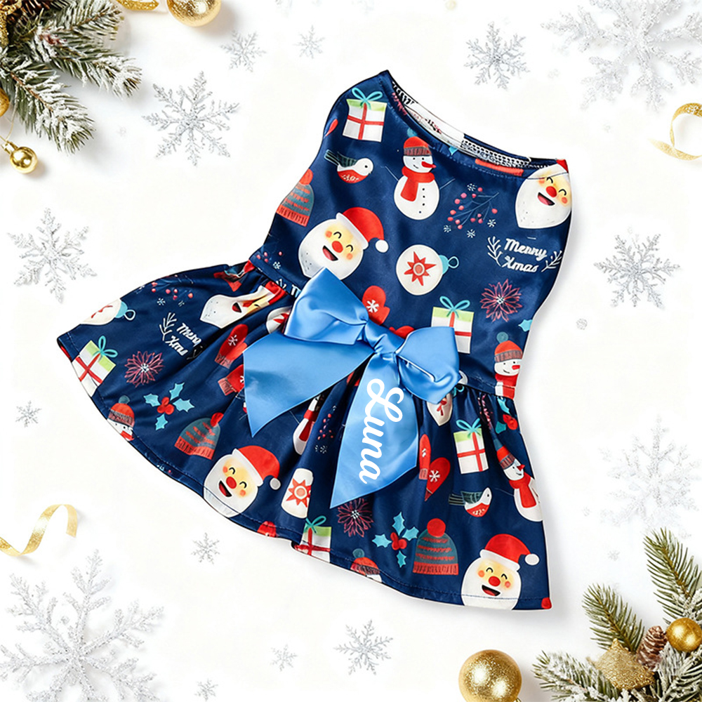 Personalized Pet Large Size Christmas Lovely Bow Dress | MCGift197
