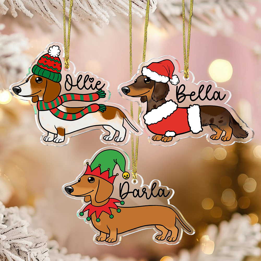 Personalised Acrylic Dachshund Christmas Ornament | MCGift213