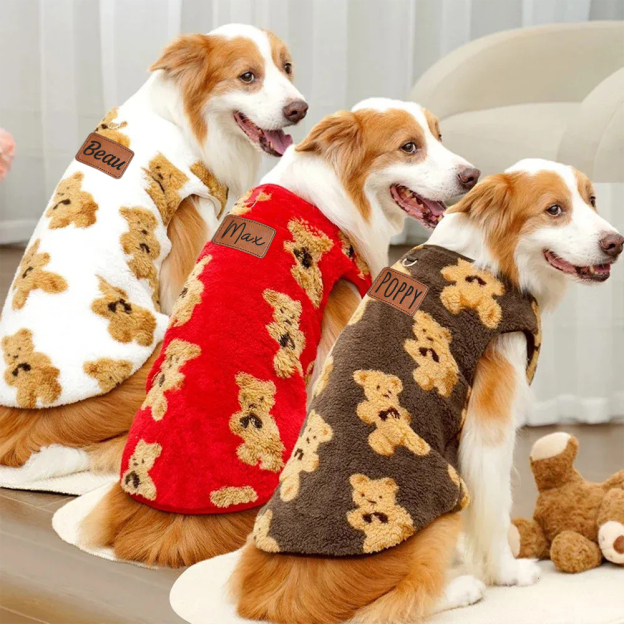 Personalized Leather Patch Pet Winter Warm Sherpa Vest | BKPet255