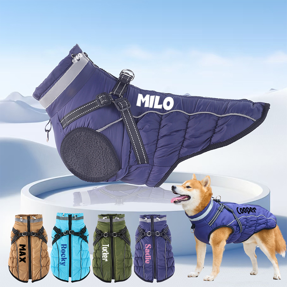 Personalized Pet Winter Warm Windproof Puffer Night-reflective suspender Jacket | BKPet266