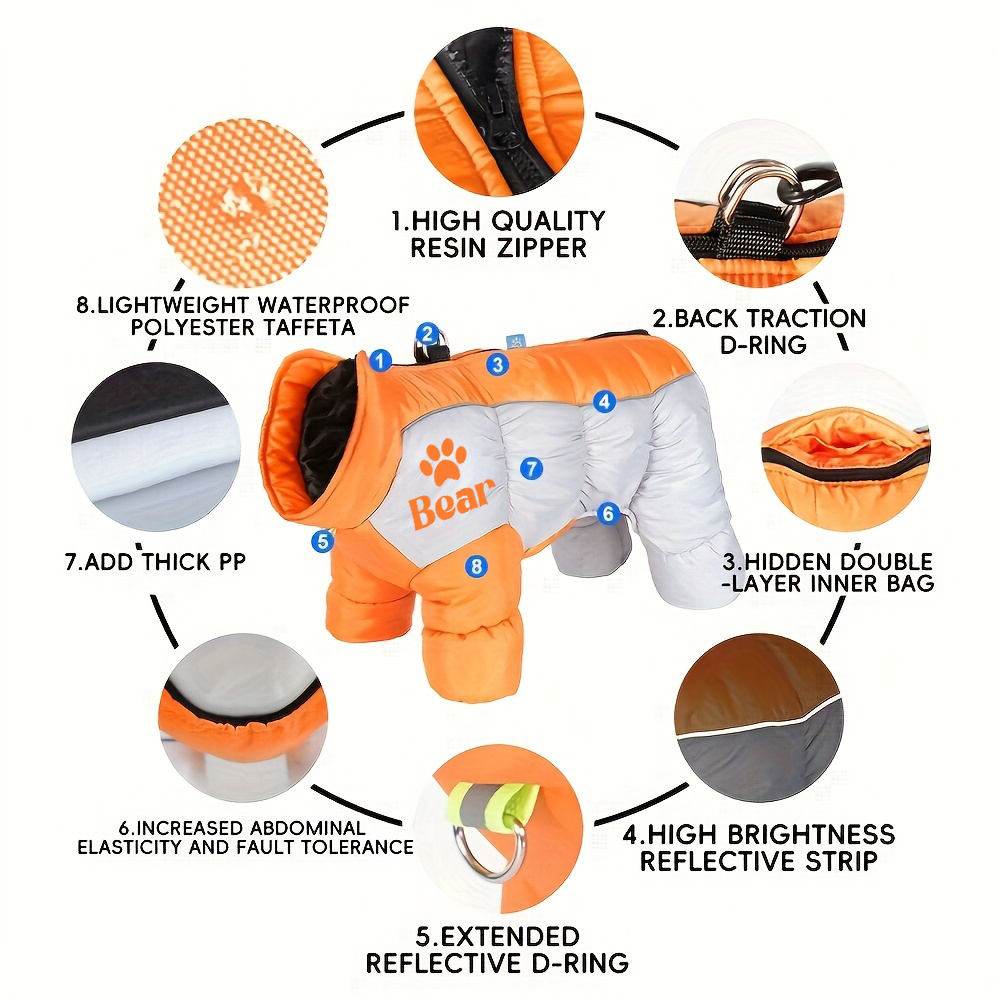 Personalized Pet Winter Warm Windproof Puffer Jacket | BKPet269