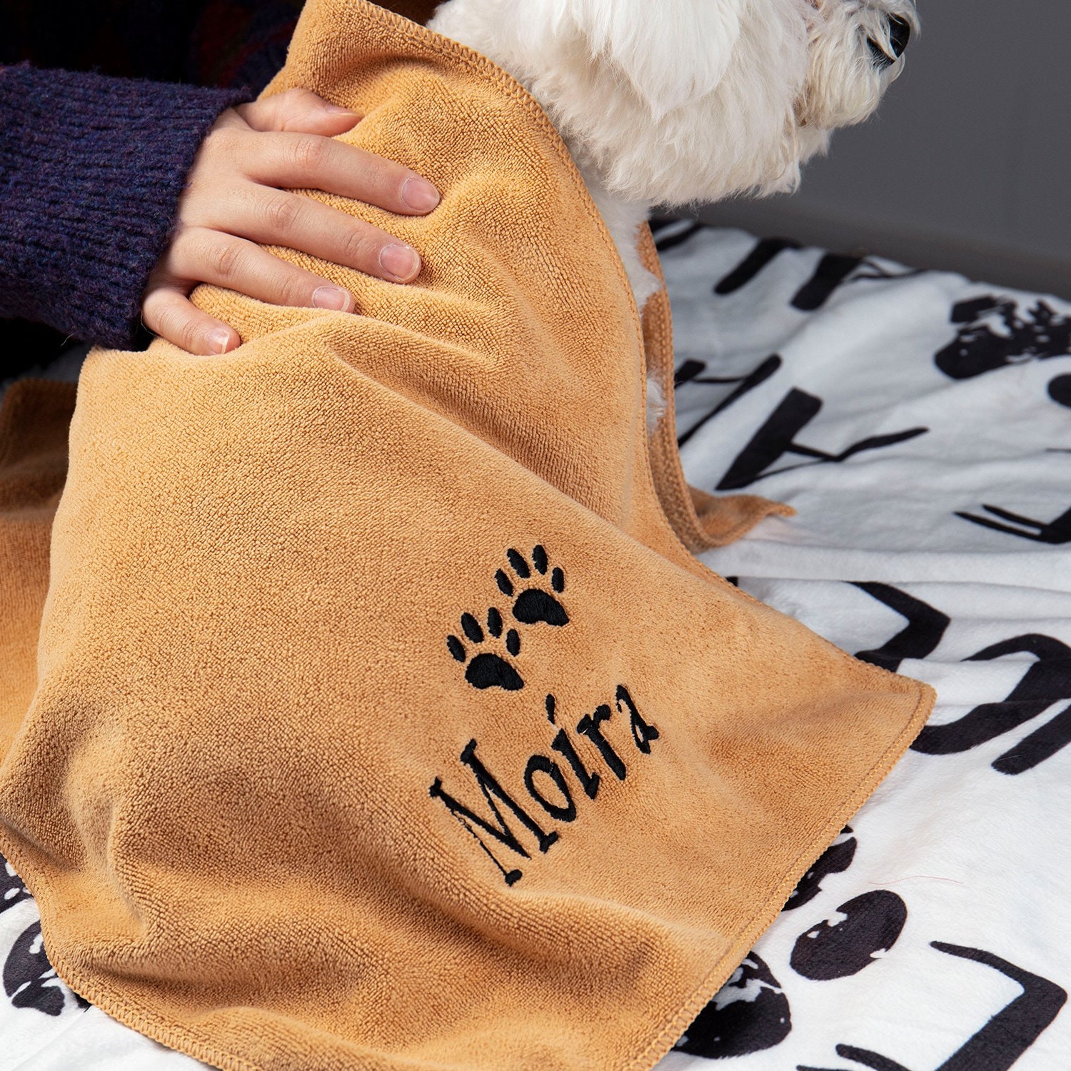 Personalized Embroidered Pet Bath Towel for Comfort & Unique | BKPet36