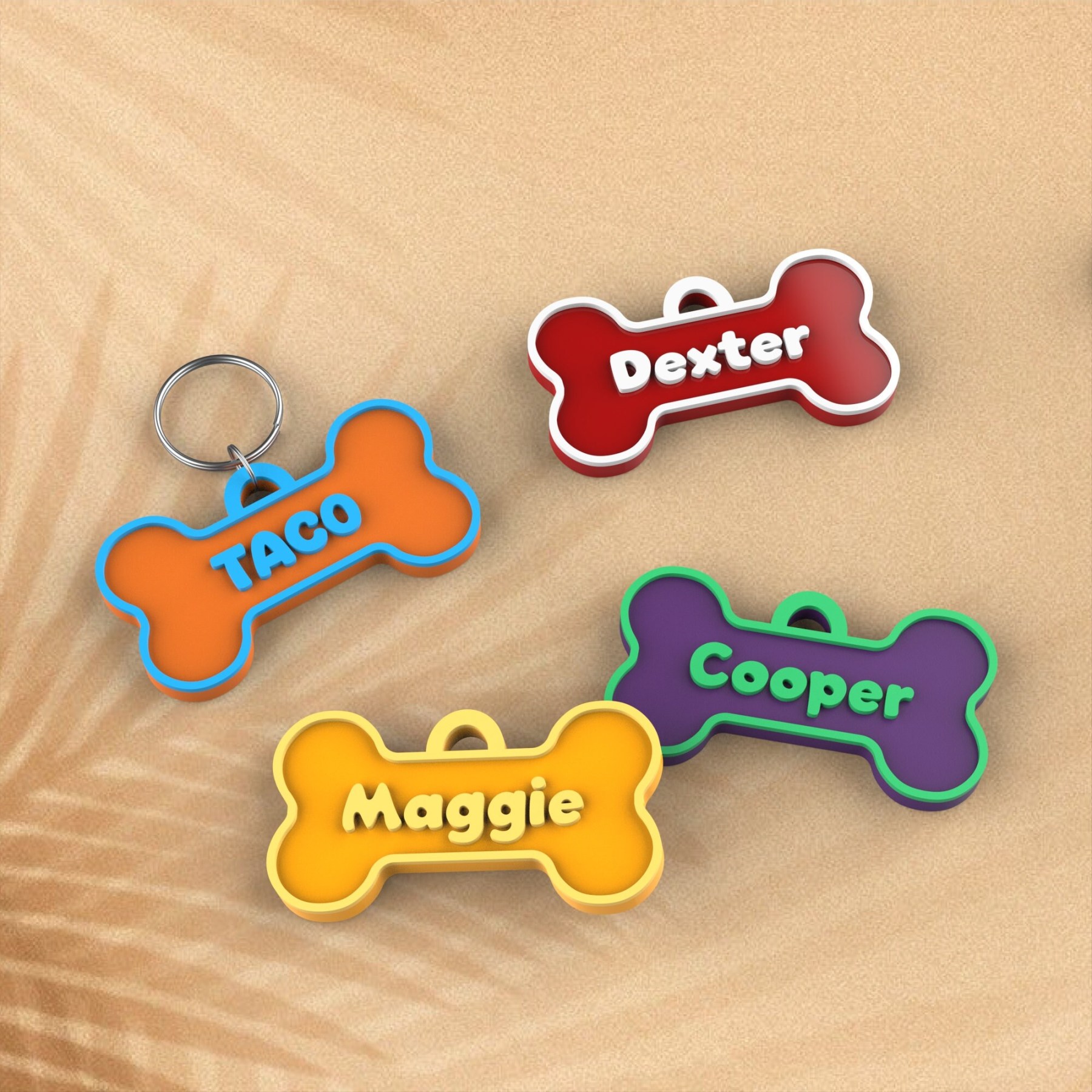 Personalized 3D Printed Bone-Shaped Dog ID Tag | BKPet356