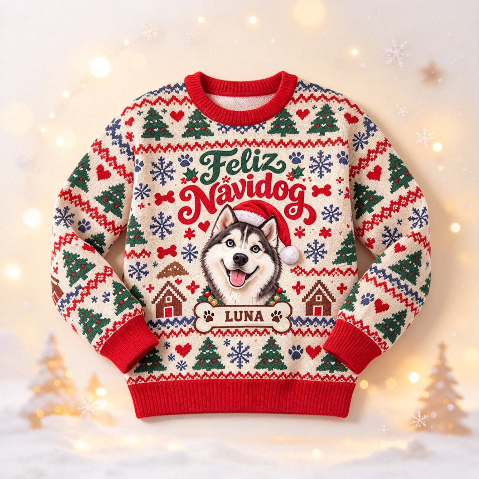 Personalized Christmas Fun Pet Photo Family Sweater | MCCL01