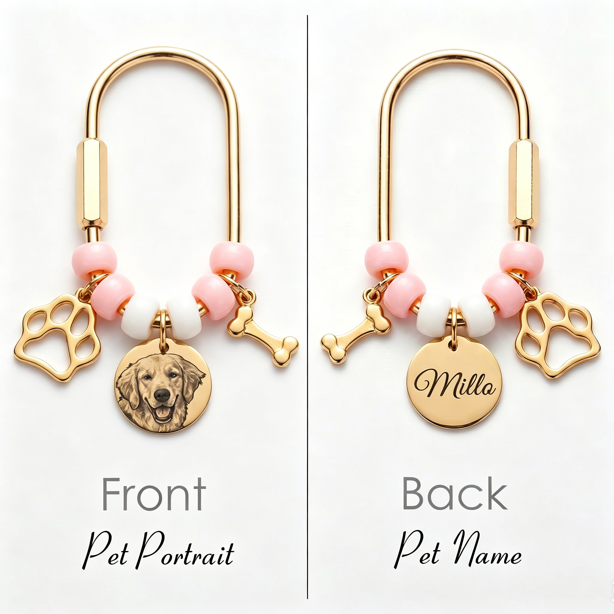 Personalized Pet Portrait Keychain Pet Handbag Charm for Pet Mom Gift | MNMemo26