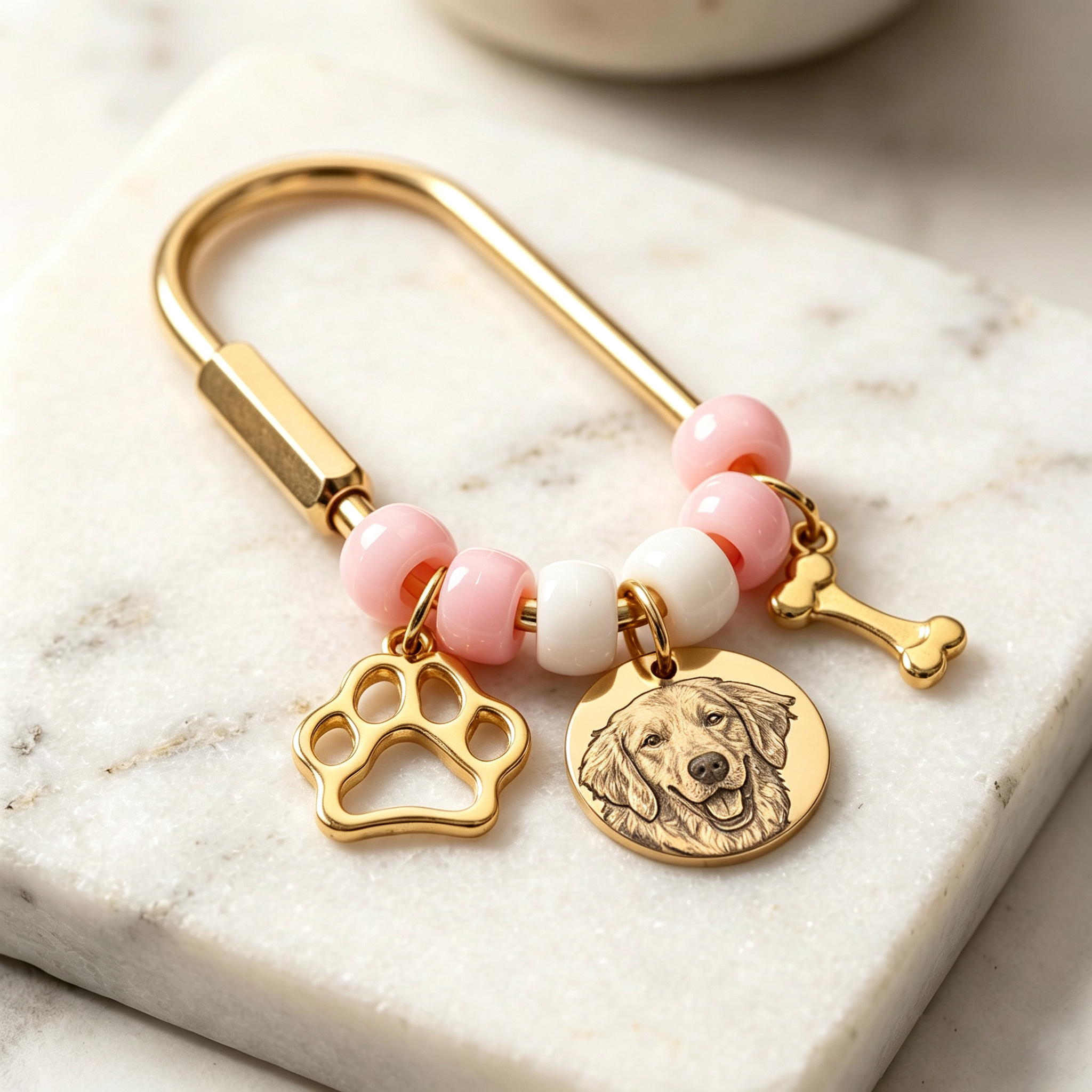 Personalized Pet Portrait Keychain Pet Handbag Charm for Pet Mom Gift | MNMemo26
