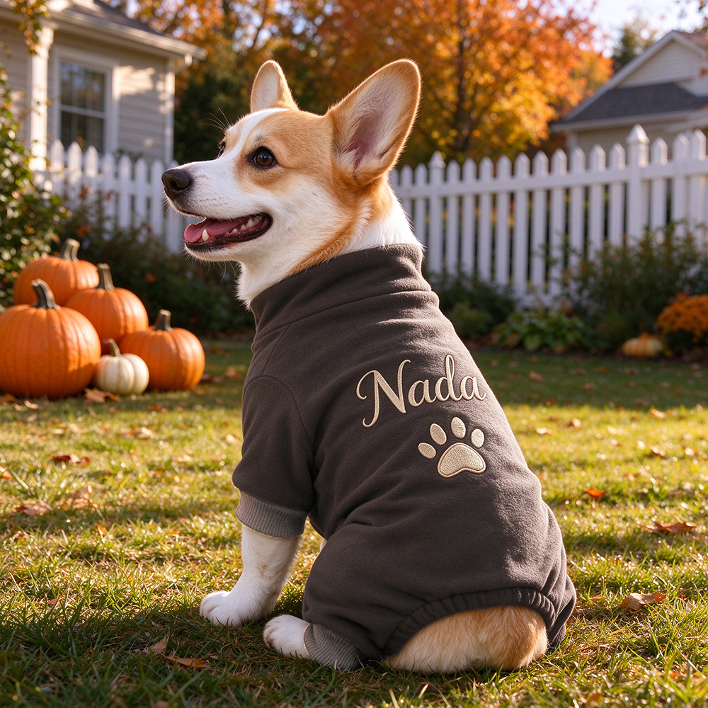 Personalized Hand Embroidery Pets Winter Warm Four-Legged Jumpsuit | BKPet610