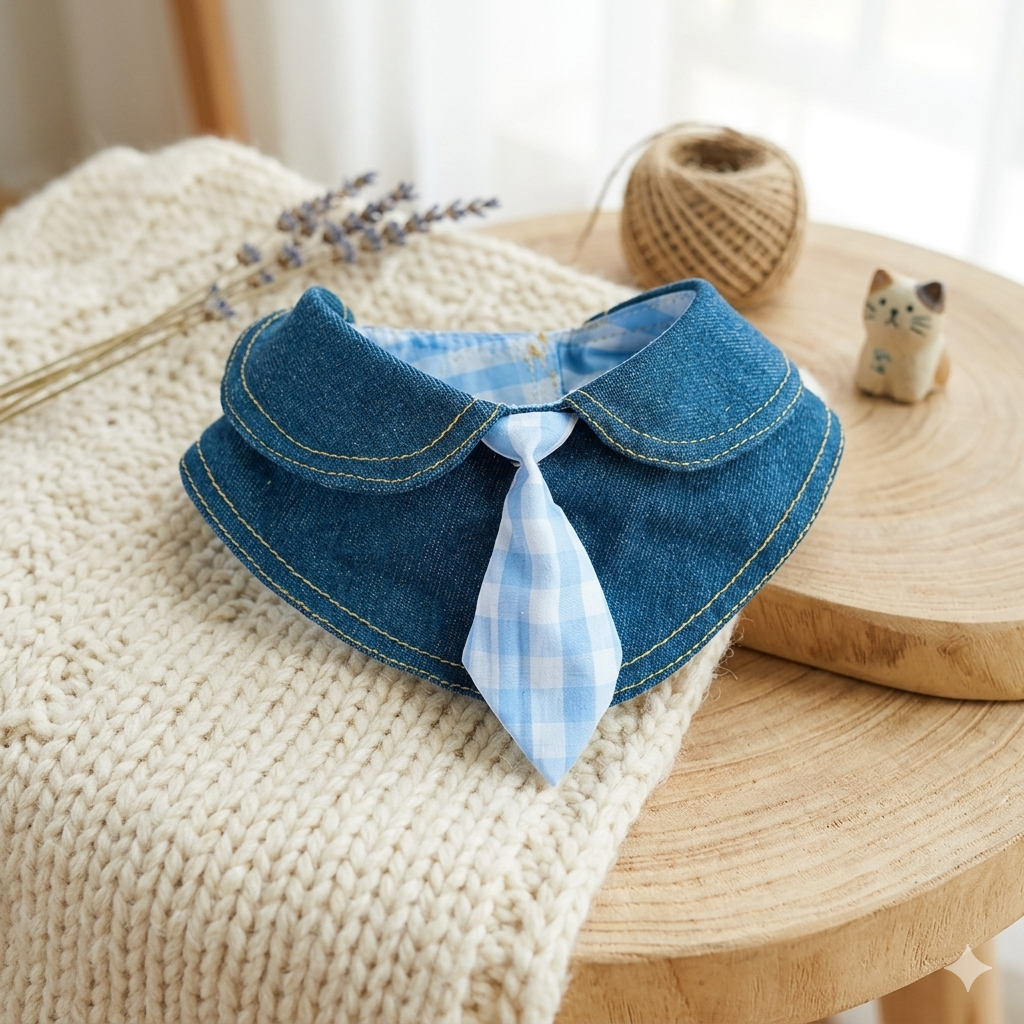 Personalized Preppy Denim Collar Pet Necktie | MNAccs104