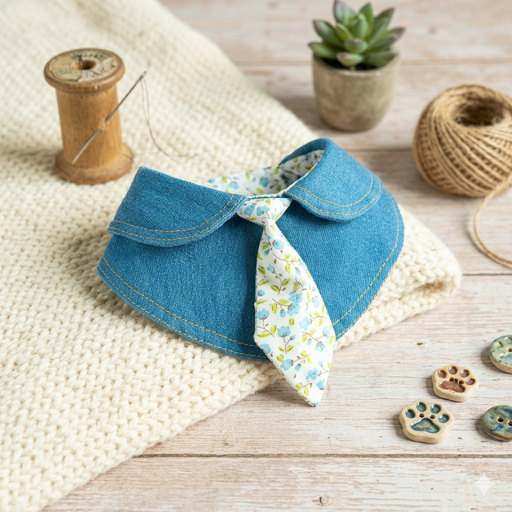 Personalized Preppy Denim Collar Pet Necktie | MNAccs104