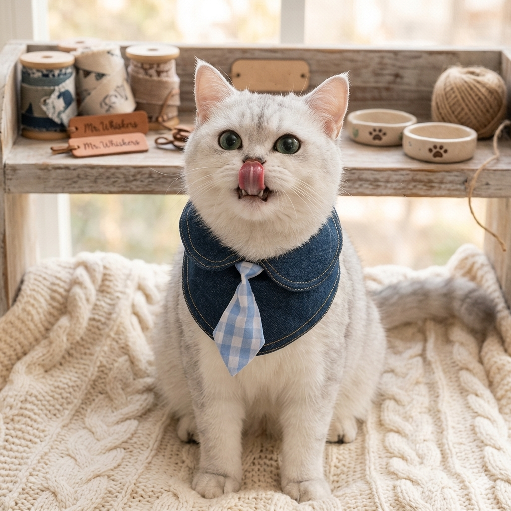 Personalized Preppy Denim Collar Pet Necktie | MNAccs104