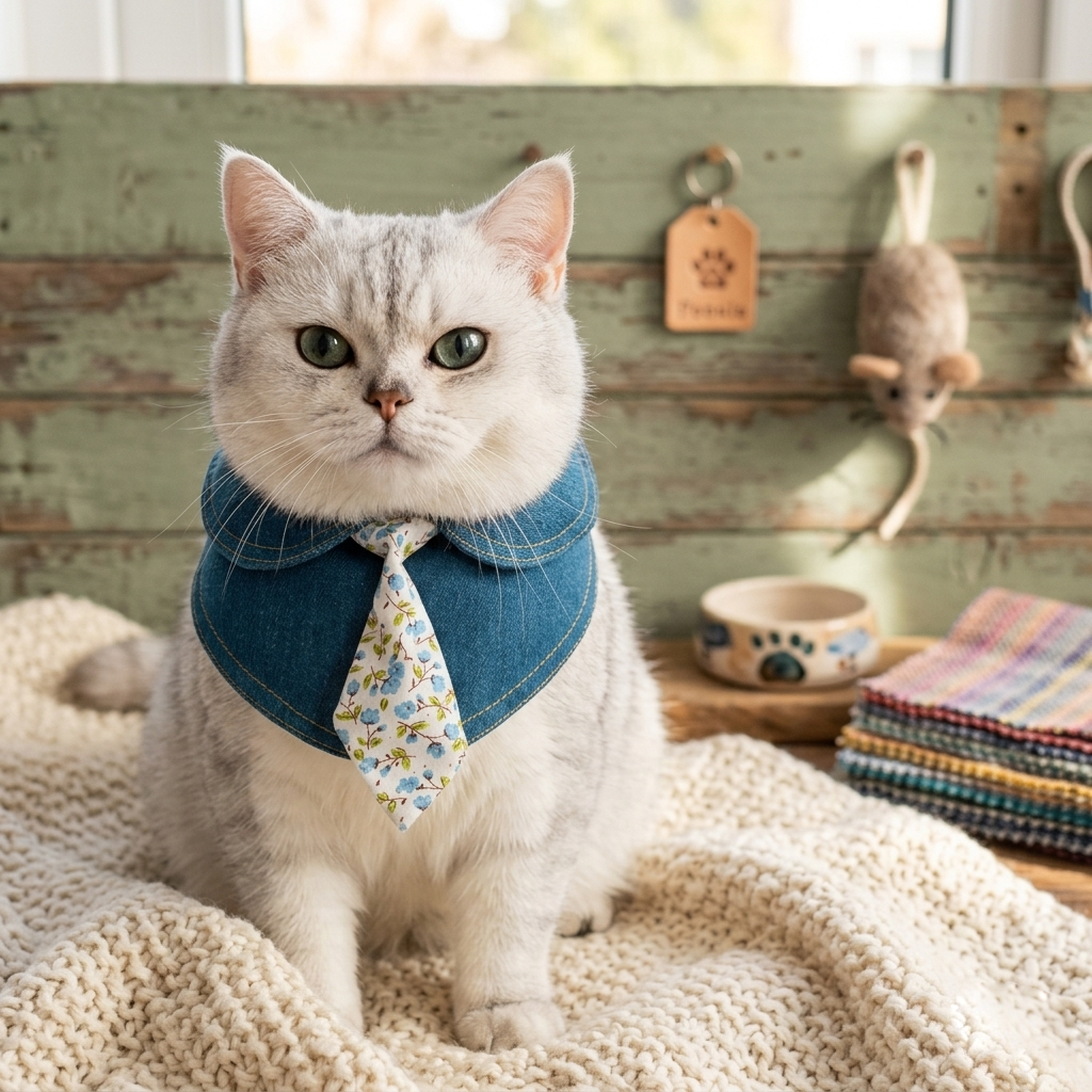 Personalized Preppy Denim Collar Pet Necktie | MNAccs104