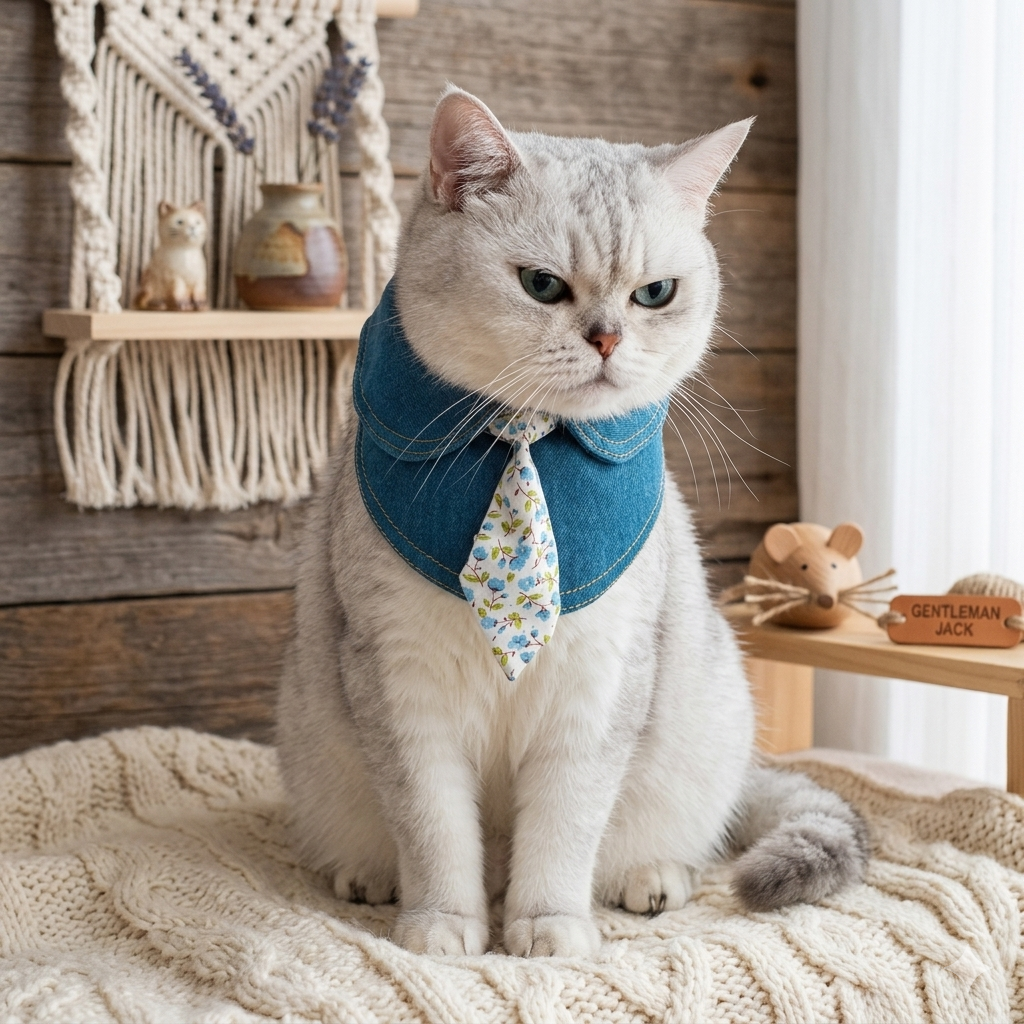 Personalized Preppy Denim Collar Pet Necktie | MNAccs104