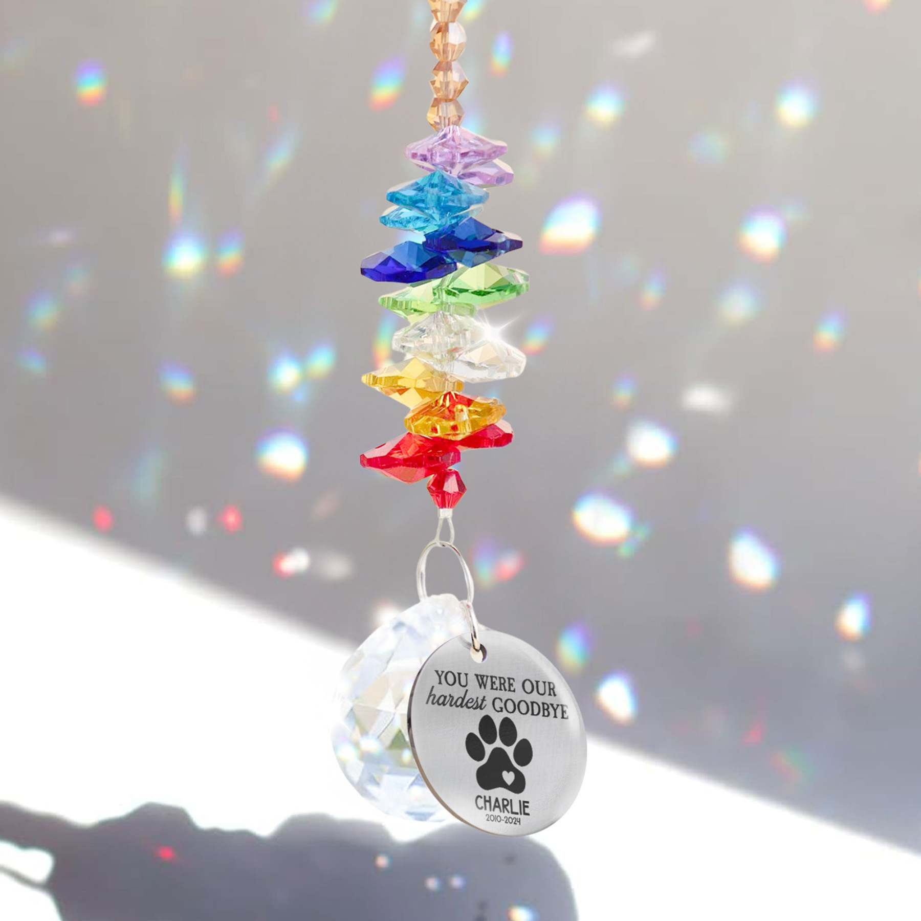 Personalized Pet Memorial Suncatcher Hanging Crystal | BKPet176