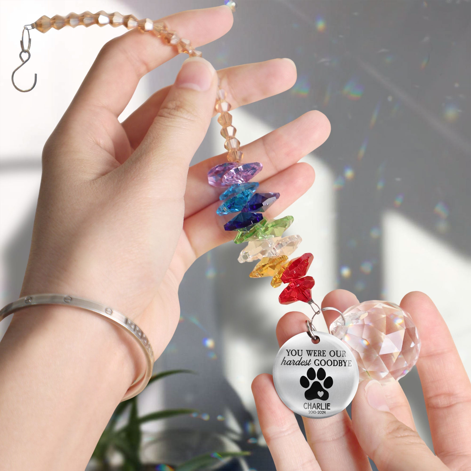 Personalized Pet Memorial Suncatcher Hanging Crystal | BKPet176