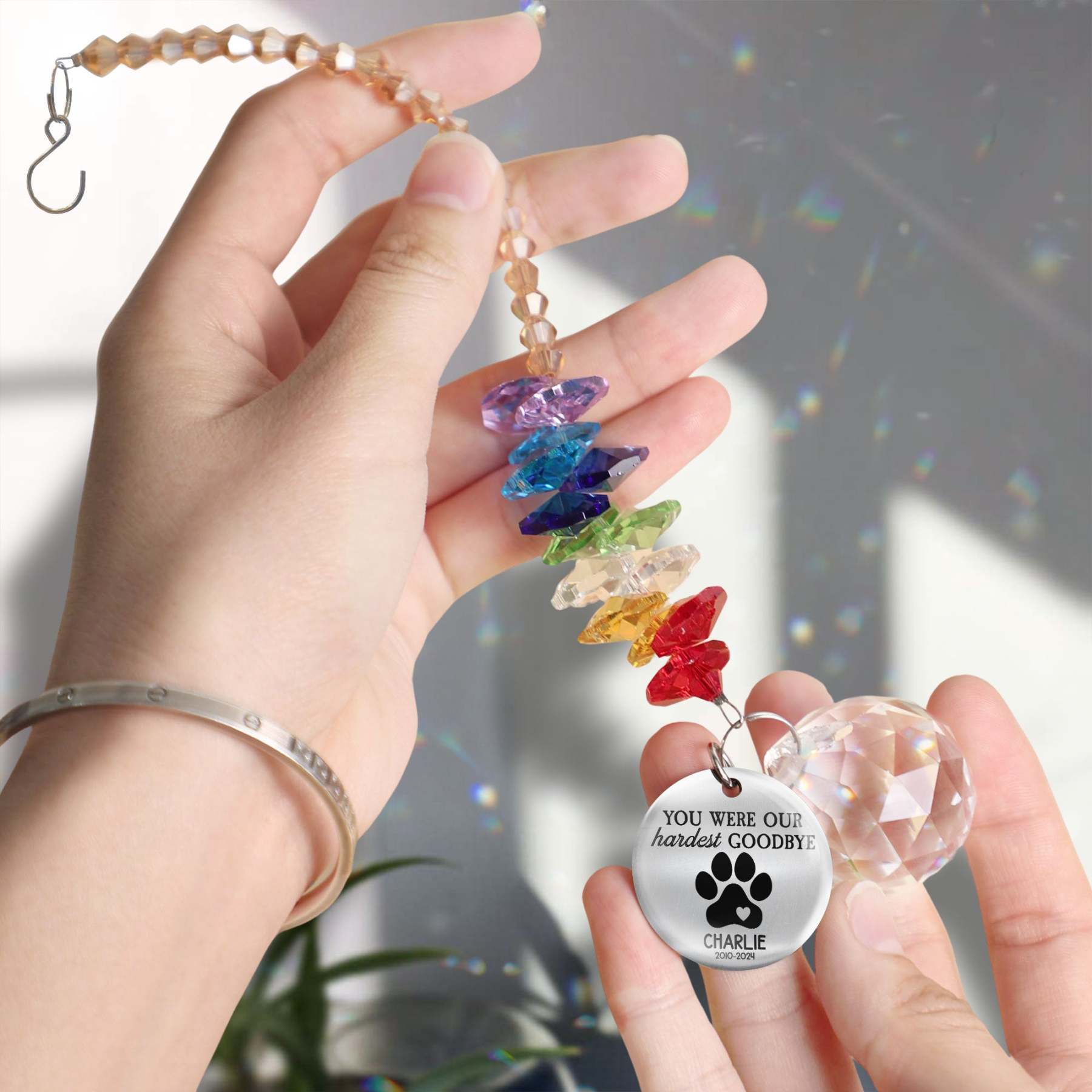 Personalized Pet Memorial Suncatcher Hanging Crystal | BKPet176