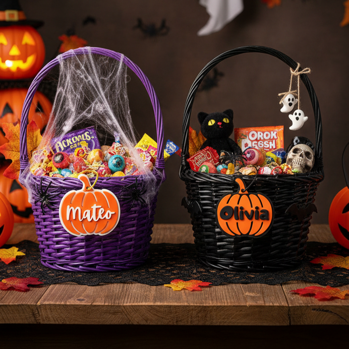 Personalized 3D Printed Halloween Pumpkin-Shaped Name Tag | KKHalloween70