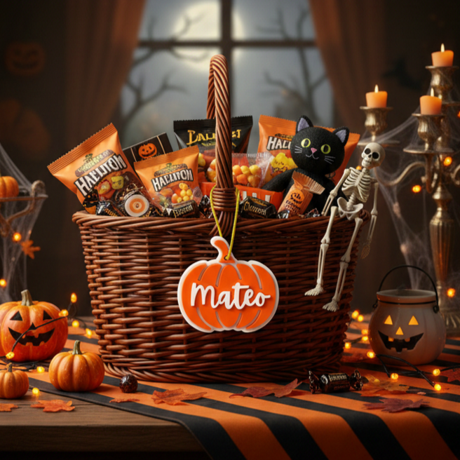 Personalized 3D Printed Halloween Pumpkin-Shaped Name Tag | KKHalloween70