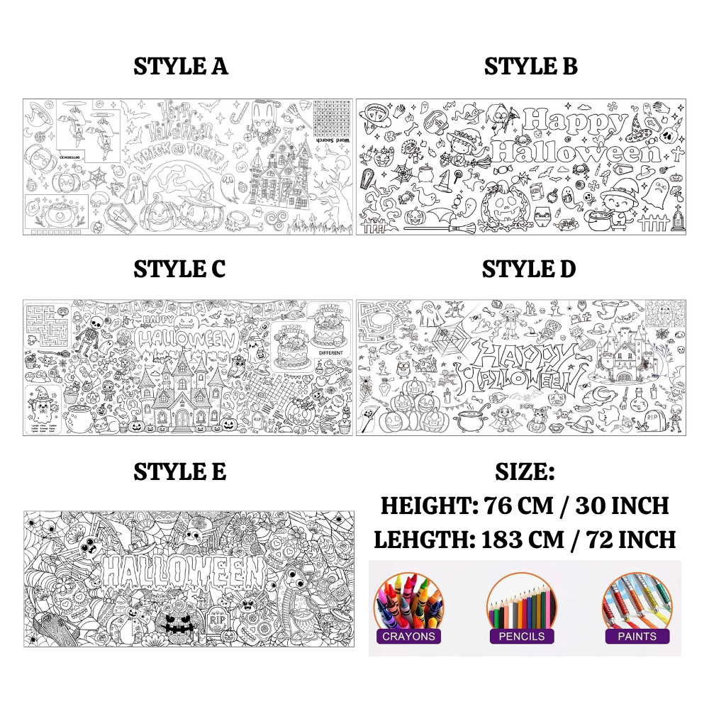 Halloween Party Personalized Coloring Tablecloth Kids Coloring Activity | MNHalloween08