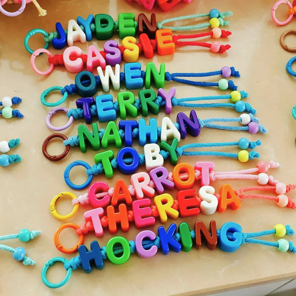 Personalized Rainbow Block Letter Bead Keychain | MNGift03